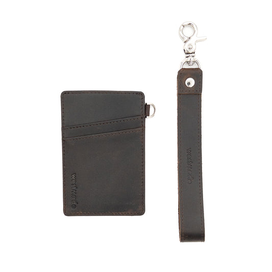 Westmade Mayfield Mini Minimalist Keychain Wallet with Wristlet Tether Cowboy Brown