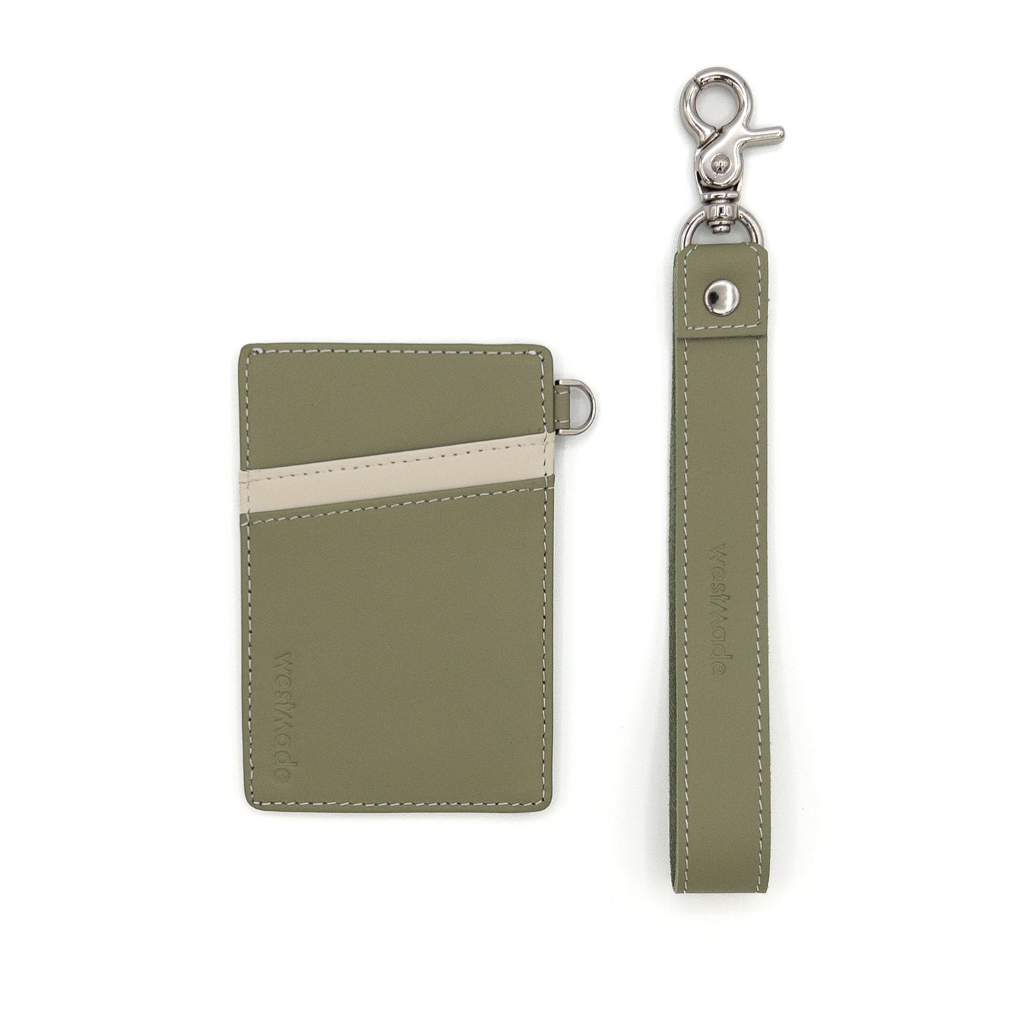 Westmade Mayfield Mini Minimalist Keychain Wallet with Wristlet Tether Mossy Green/Cream