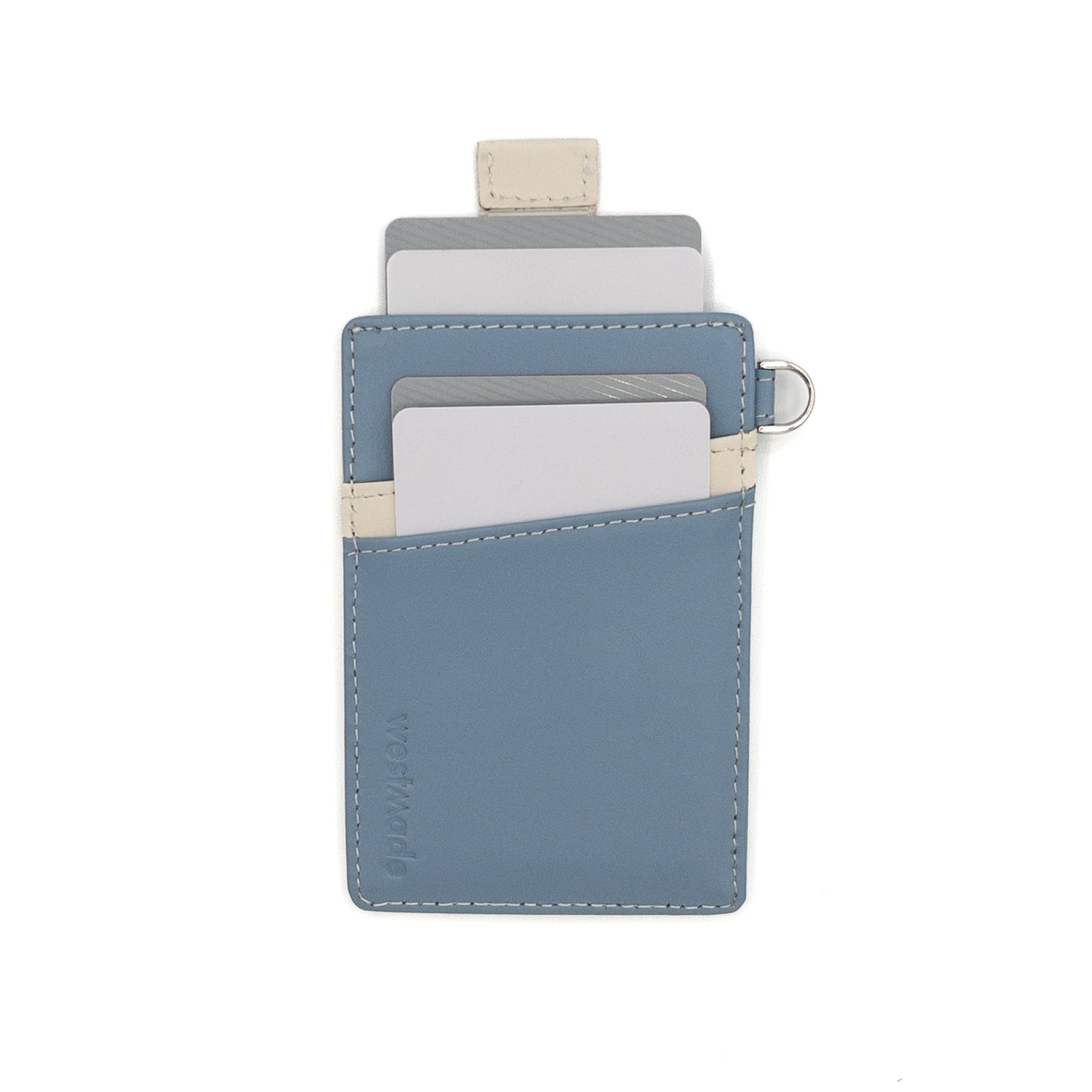 Westmade Mayfield Mini Minimalist Keychain Wallet with Wristlet Tether Steel Blue/Cream
