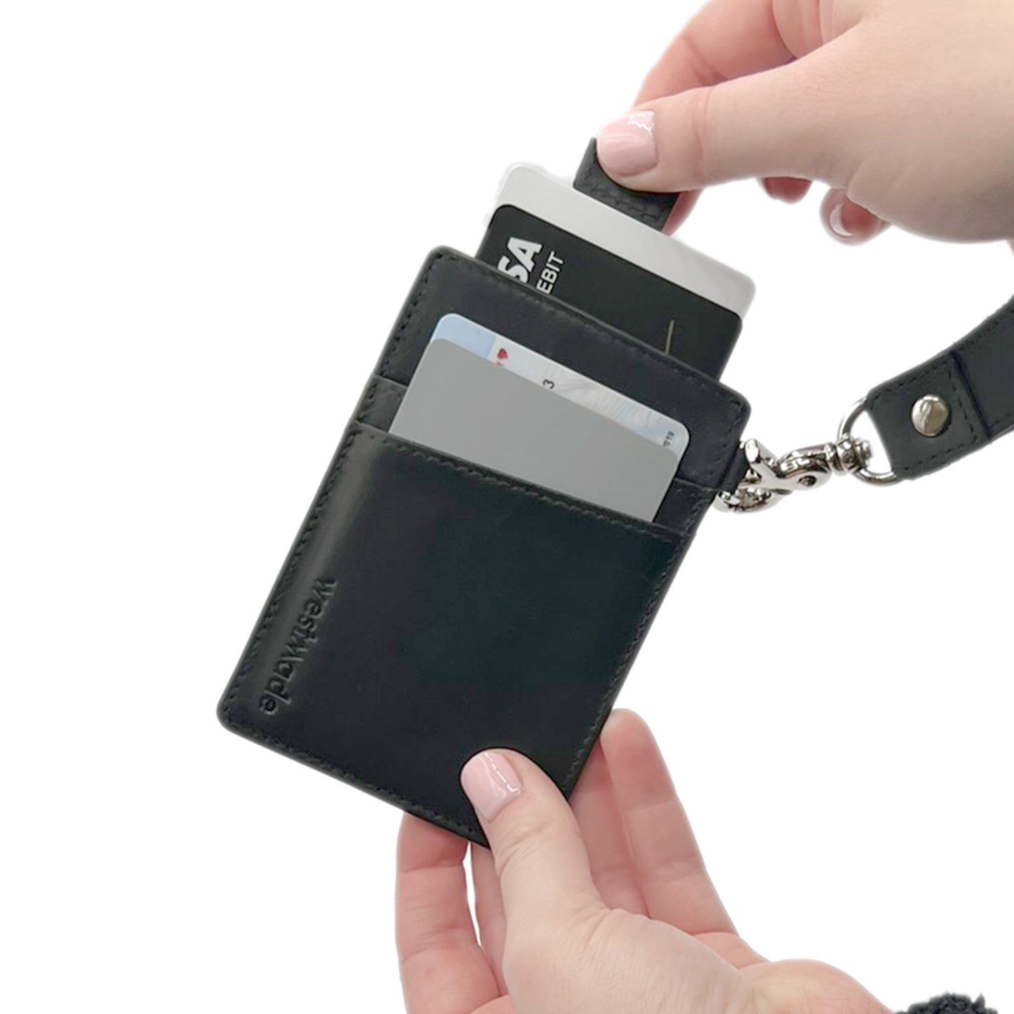 Westmade Mayfield Mini Minimalist Keychain Wallet with Wristlet Tether Graphite Black