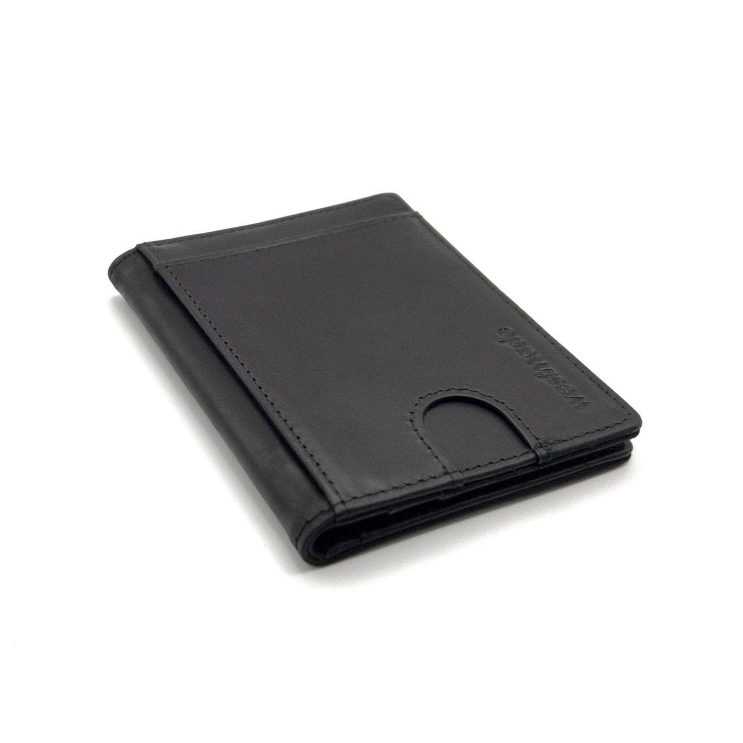Merwin Vertical Bifold RFID Blocking Slim Quick Access Pull Tab Wallet Graphite Black