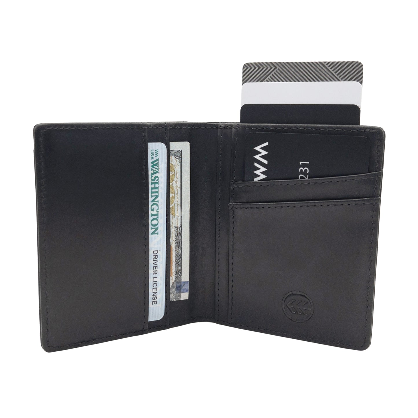 Merwin Vertical Bifold RFID Blocking Slim Quick Access Pull Tab Wallet Graphite Black